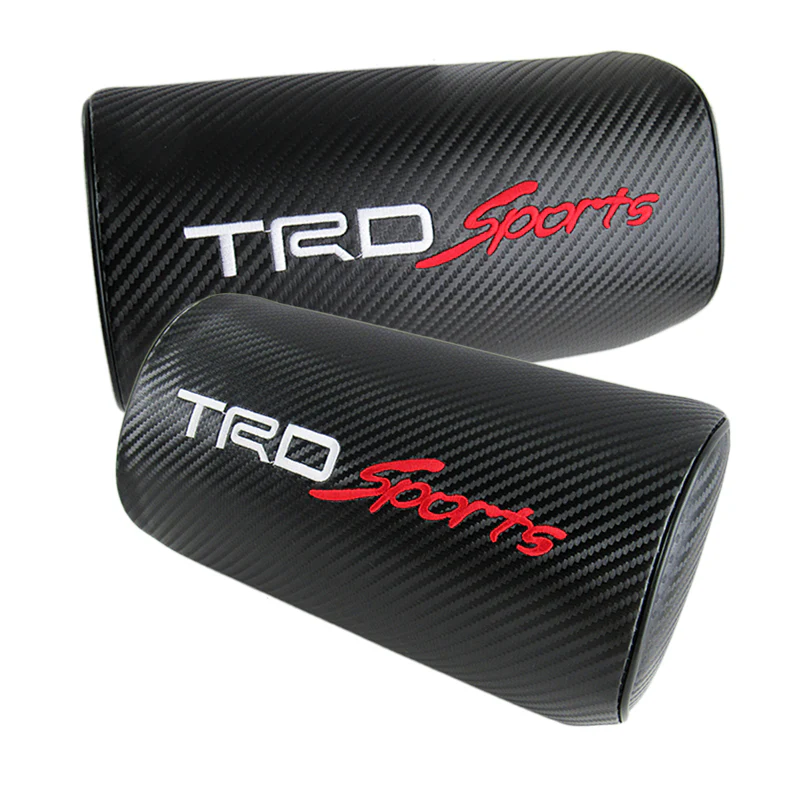 Embroidery Carbon Look Car Neck Rest Pillow For JDM TRD SPORTS Cushion Headrest Set