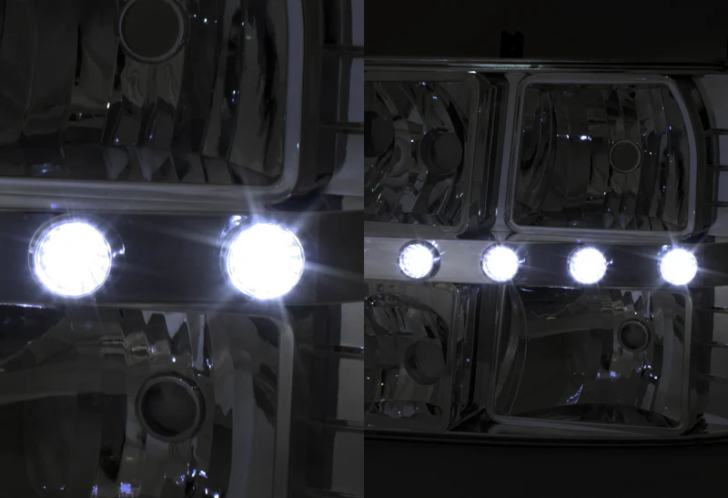 For 2000 - 2006 Chevrolet Chevy Tahoe LED DRL Conversion Chrome Headlights + Chrome Grille - Image 3