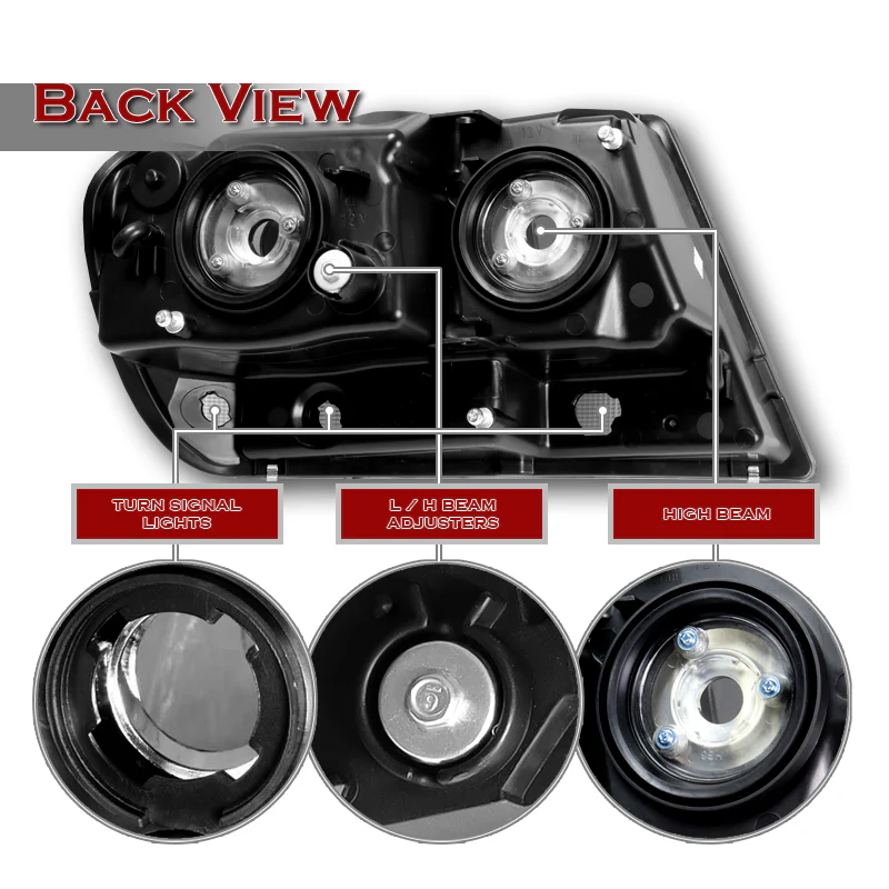 For 1999 - 2004 Jeep Grand Cherokee Headlights -Black Housing / Clear Lens / Amber Reflectors - Image 3