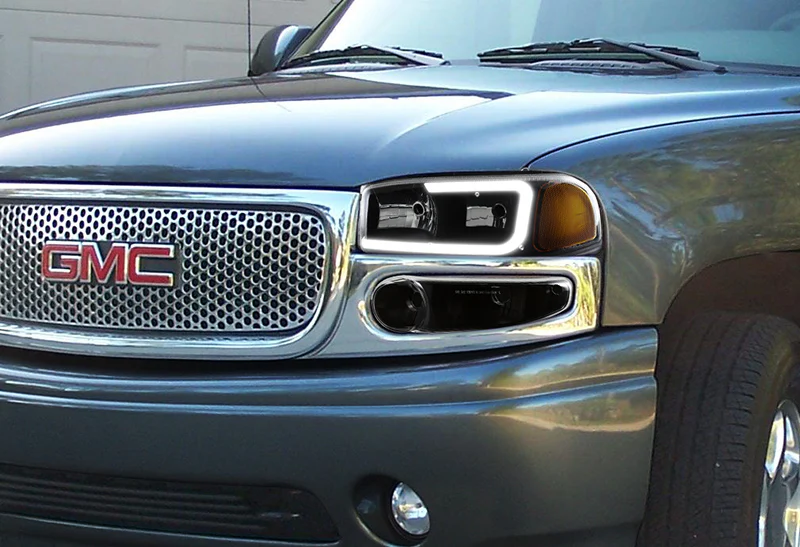 For 2001 - 2006 GMC Yukon 1500 Denali G2 LED DRL Headlights -Black Housing / Smoke Lens / Amber Reflectors (4-Piece Set) - Image 7