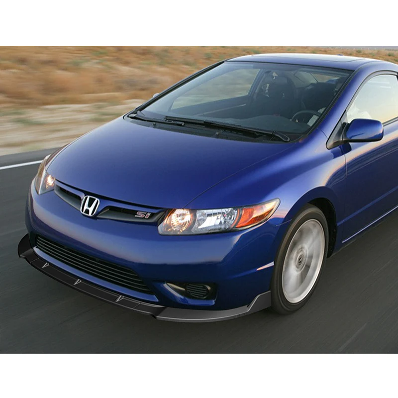 For 2006-2008 Honda Civic 2DR JDM CS-Style 3-PCS Matt Black Front Bumper Spoiler Lip - Image 5