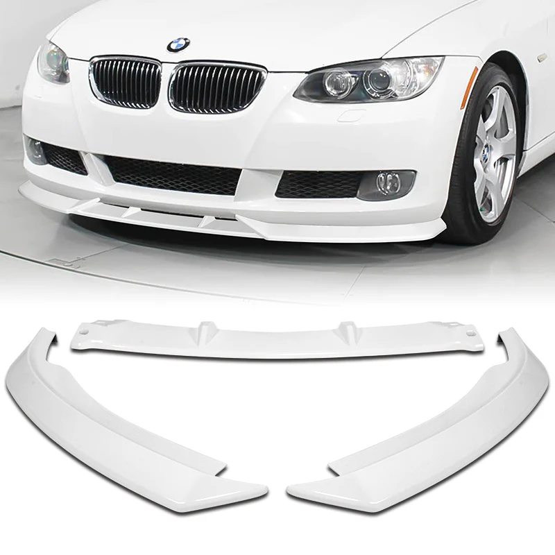 For 2007-2010 BMW 3-Series E92 E93 M-Style Painted White Front Bumper Splitter Spoiler Lip 3PCS