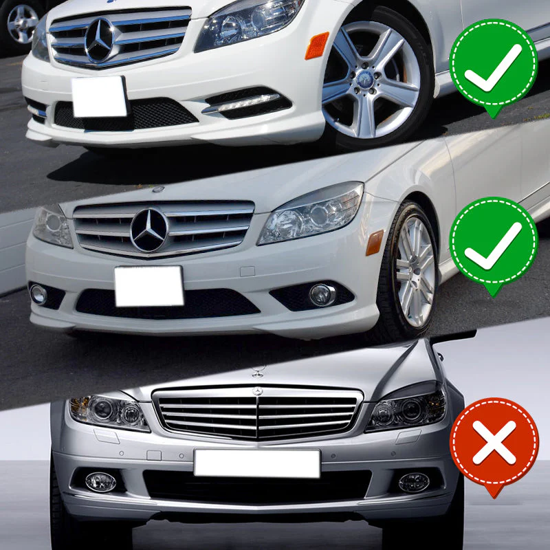 For 2008-2011 Mercedes C-Class Sport W204 Carbon Look Front Bumper Splitter Spoiler Lip 3PCS - Image 6