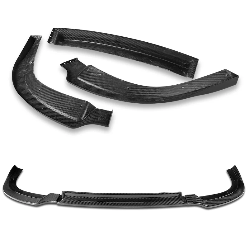 For 2008-2015 Mitsubishi Lancer RA-Style 3-PCS Carbon Fiber Front Bumper Spoiler Lip - Image 4