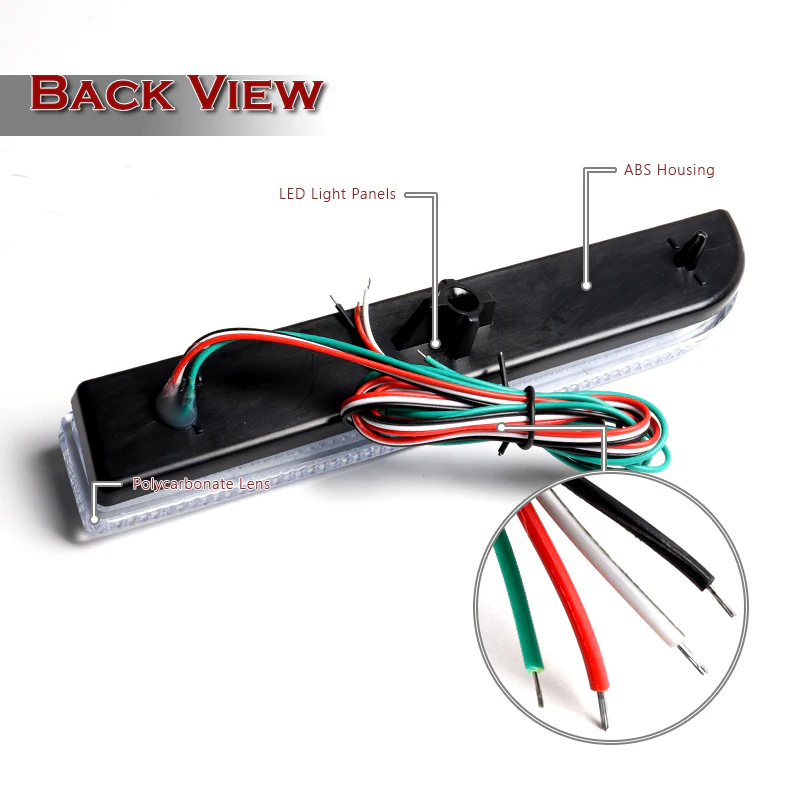 For 2008 – 2017 Mitsubishi Lancer LED JDM Rear Bumper Reflector Stop Brake Light Kit -Smoke Lens - Image 3