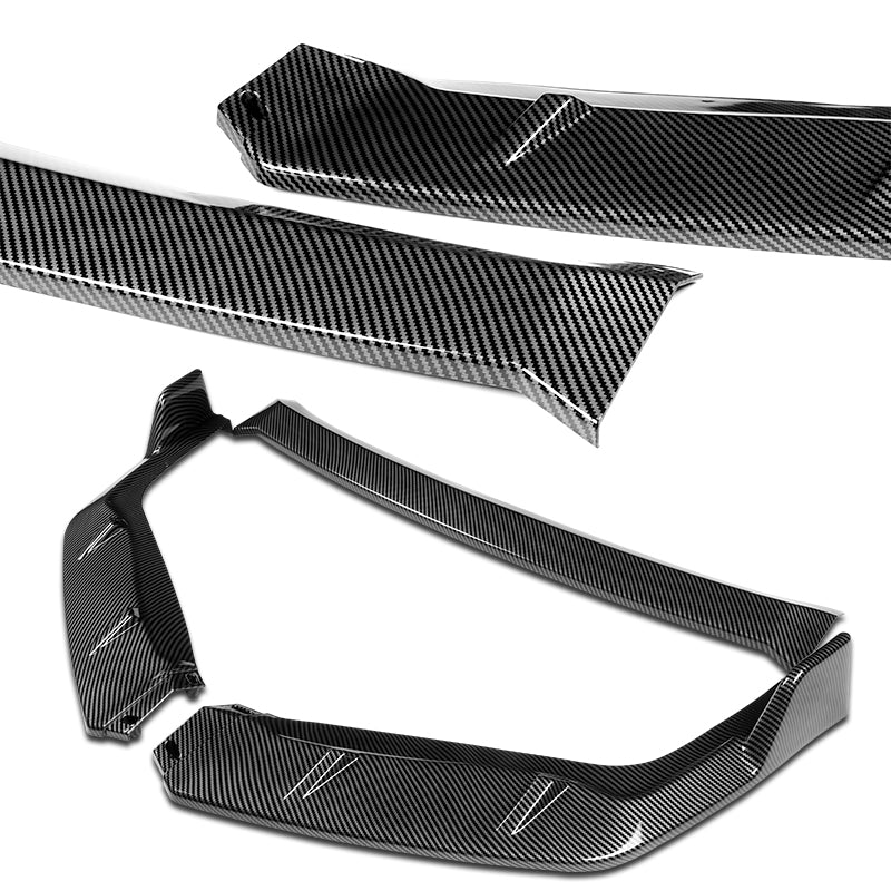 For 2009-2011 Honda Civic 4DR GT-Style Carbon Look 3-Piece Front Bumper Body Spoiler Splitter Lip Kit - Image 7