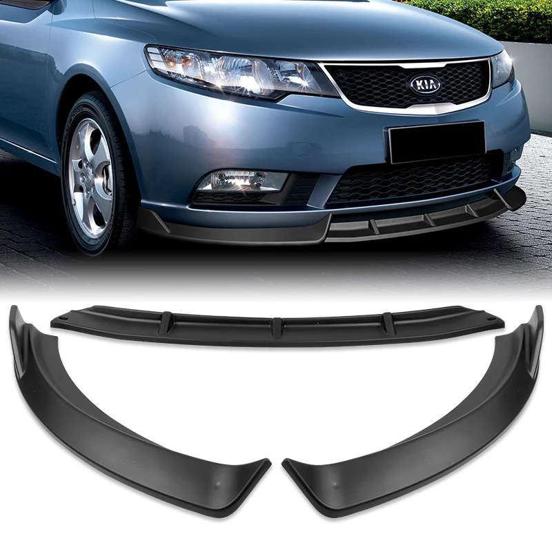 For 2010-2013 Kia Forte STP-Style Matt Black Front Bumper Splitter Spoiler Lip 3-PCS