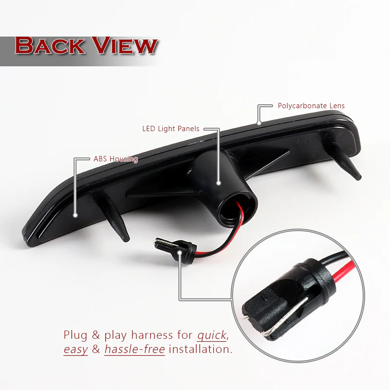 For 2010–2014 Ford Mustang Amber LED Turn Signal Front Side Marker Lights -Smoked Lens - Image 3