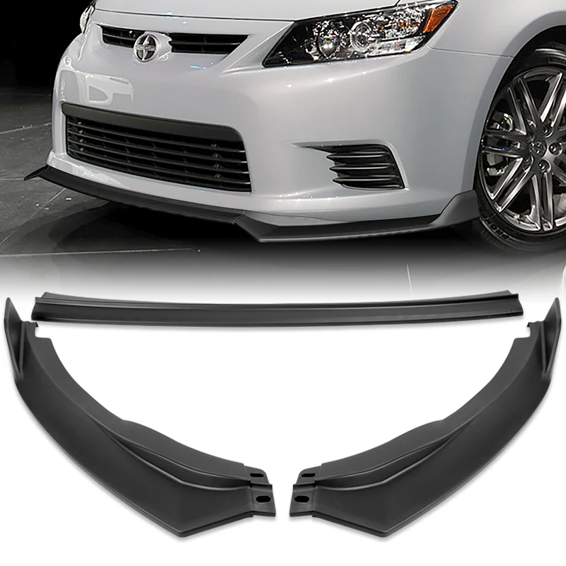For 2011-2013 Scion TC V-Style 3-PCS Matt Black Front Bumper Body Spoiler Splitter Lip
