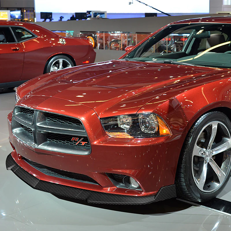 For 2011-2014 Dodge Charger Carbon Look Front Bumper Splitter Spoiler Lip STP-Style 3PCS - Image 5