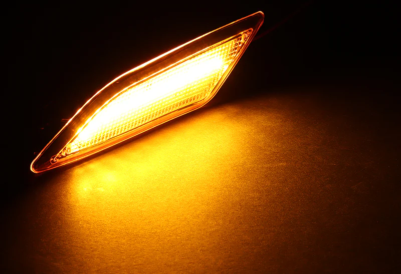 For 2012–2014 Mercedes-Benz W204 C-Class Amber LED Turn Signal Front Fender Side Marker Lights -Amber Lens - Image 4