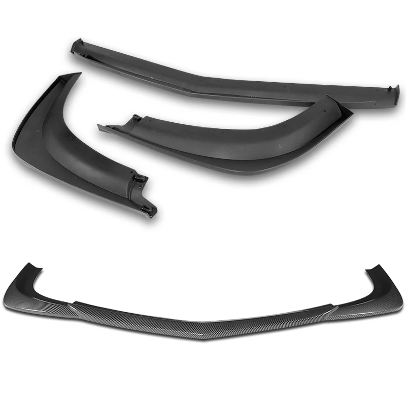 For 2012-2014 Mercedes-Benz W204 C63 AMG 3-PCS Carbon Painted Front Bumper Spoiler Lip - Image 4