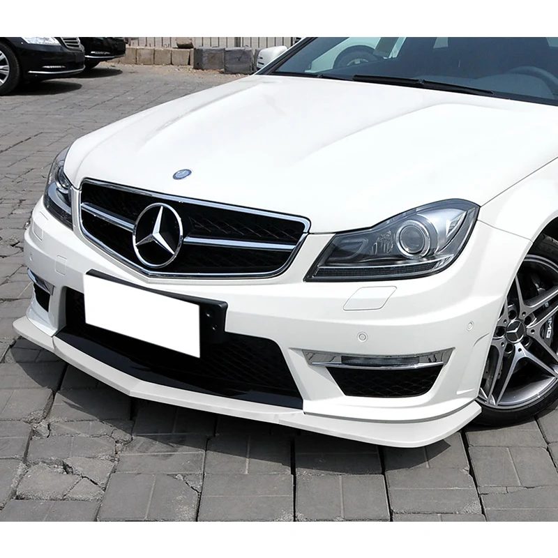 For 2012-2014 Mercedes-Benz W204 C63 AMG 3-PCS Painted White Front Bumper Spoiler Lip - Image 5