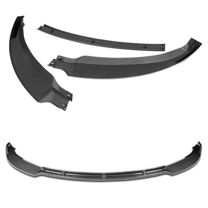 For 2012-2016 Tesla Model S STP-Style 3-PCS Carbon Look Front Bumper Body Spoiler Lip - Image 4