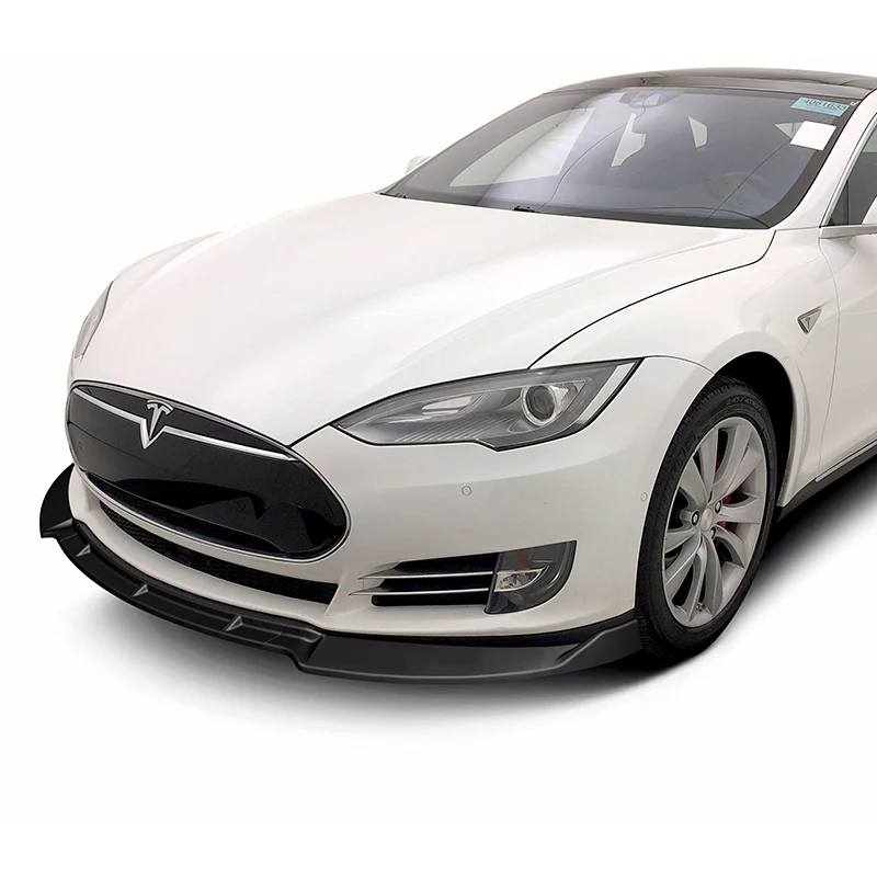 For 2012-2016 Tesla Model S STP-Style 3-PCS Matt Black Front Bumper Body Spoiler Lip - Image 5