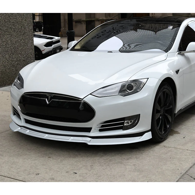 For 2012-2016 Tesla Model S STP-Style 3-PCS Painted White Front Bumper Spoiler Lip - Image 5