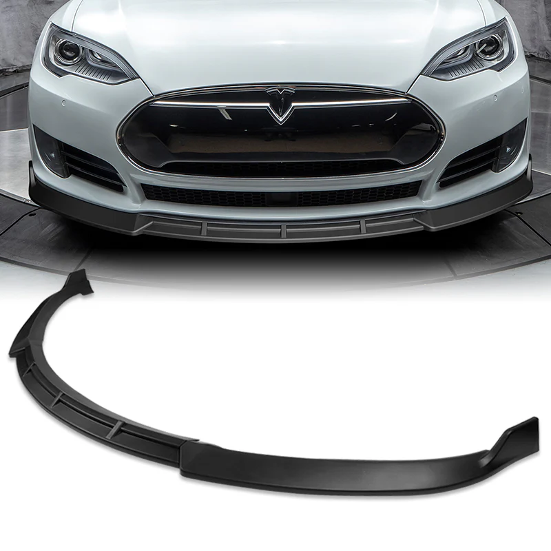 For 2012-2016 Tesla Model S V2 3-PCS Matt Black Front Bumper Body Splitter Spoiler Lip