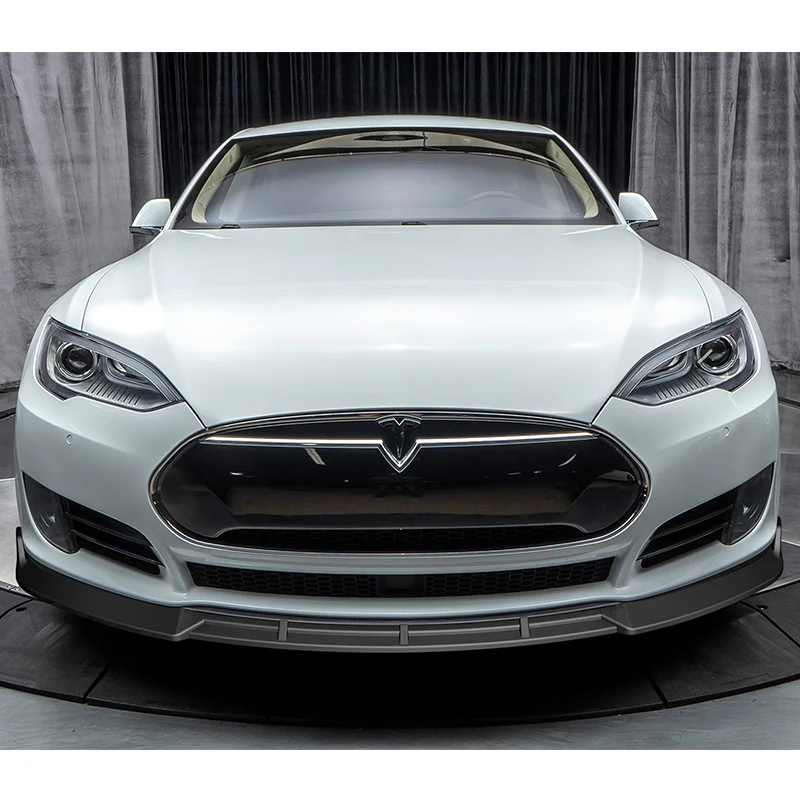 For 2012-2016 Tesla Model S V2 3-PCS Matt Black Front Bumper Body Splitter Spoiler Lip - Image 5
