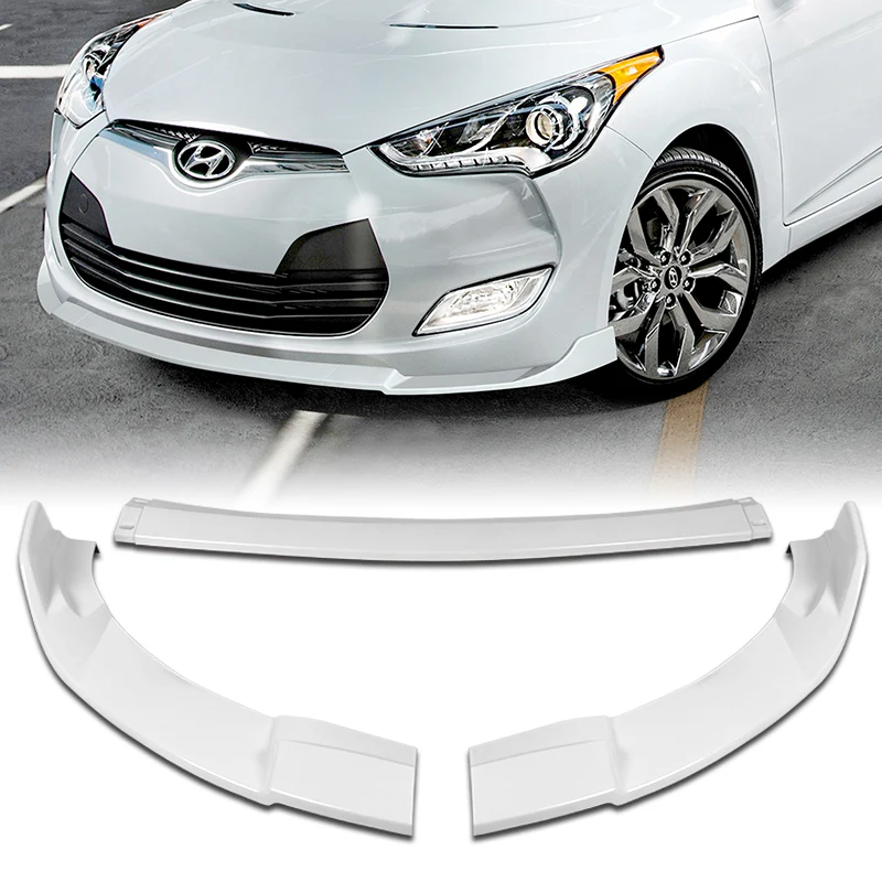 For 2012-2017 Hyundai Veloster Base 3-PCS Painted White Front Bumper Body Spoiler Lip
