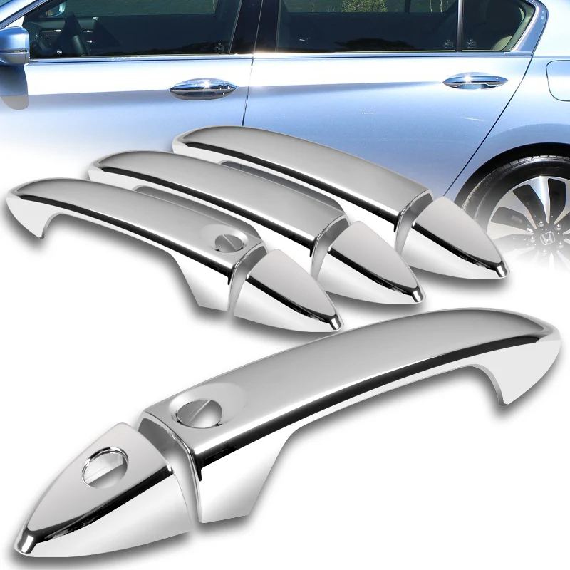 For 2013 - 2017 Honda Accord Chrome Exterior Door Pull Handle Cover Cap Trim Kit With Smart Key Hole
