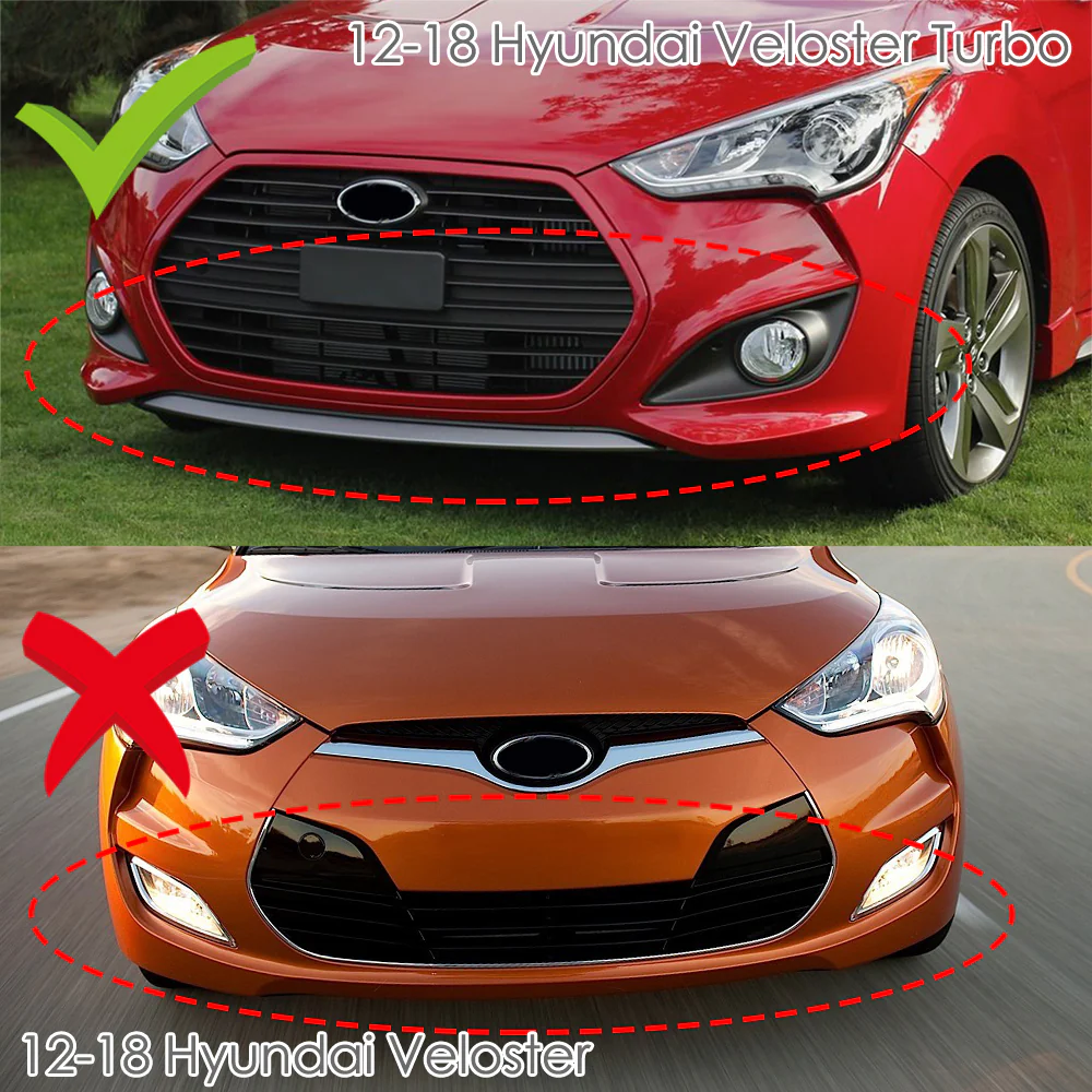 For 2013-2017 Hyundai Veloster Turbo JDM Black Front Bumper Splitter Spoiler Lip 3PCS - Image 5