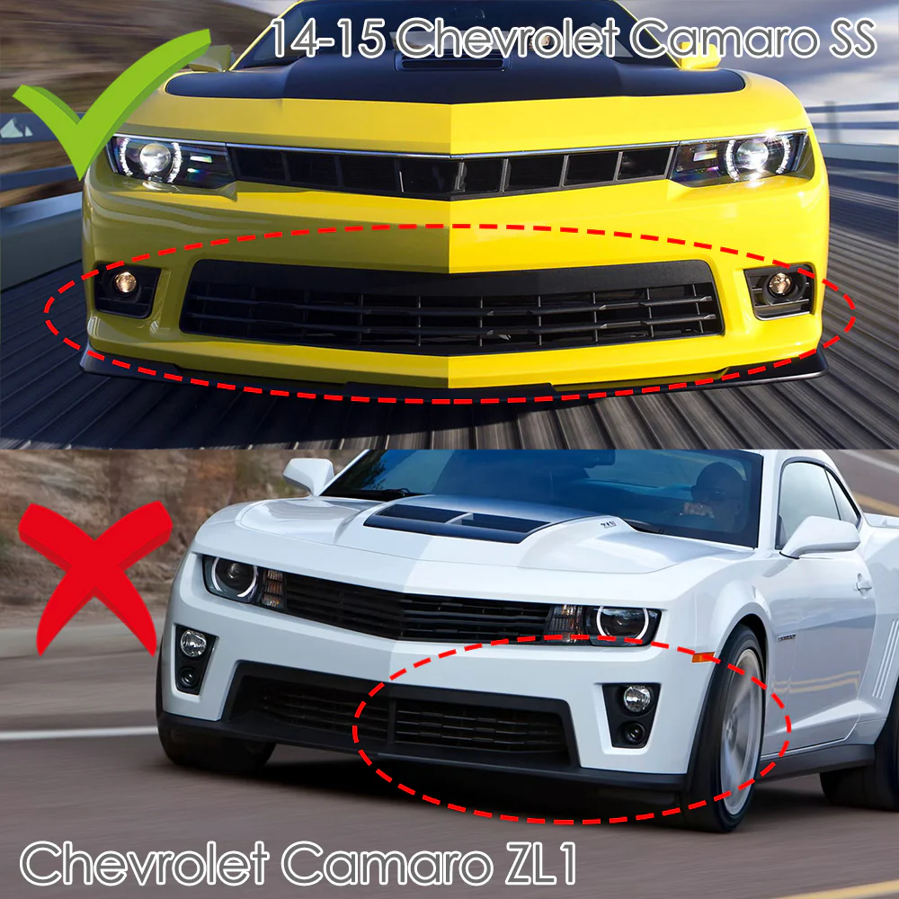 For 2014-2015 Chevy Camaro SS Z28 Matte Black Front Bumper Splitter Spoiler Lip 3PCS - Image 6