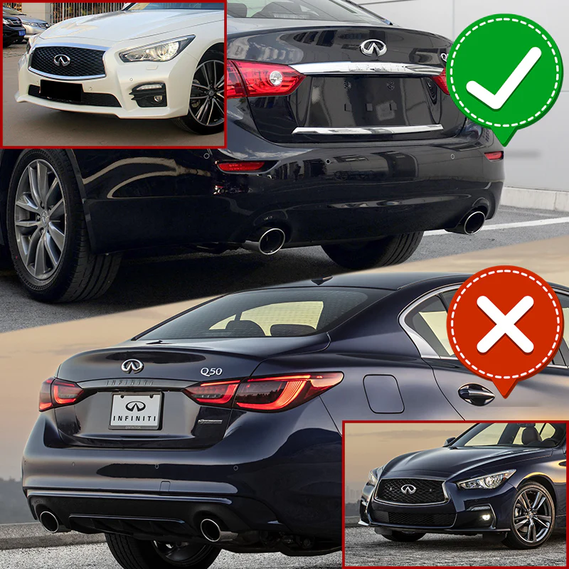 For 2014-2017 Infiniti Q50 Rear Bumper Diffuser Lip W / LED Light -Unpainted Matte Black - Image 12