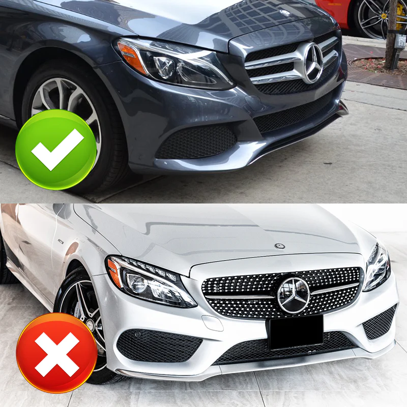 For 2015-2018 Mercedes C-Class W205 Base 3-PCS Painted Black Front Bumper Spoiler Lip - Image 6