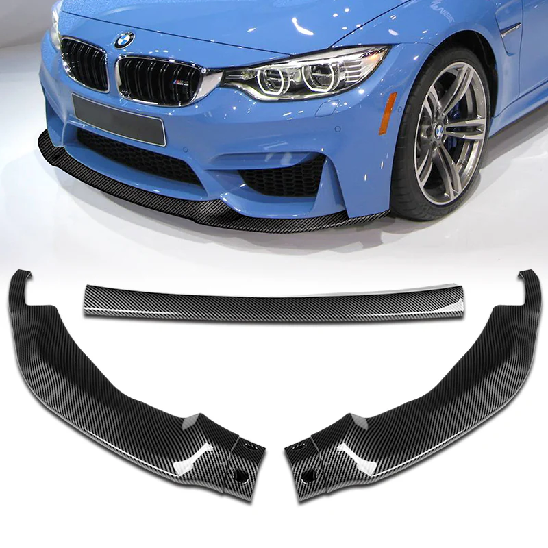 For 2015-2019 BMW F80 F82 F83 M3 M4 GT-Style Carbon Look Front Bumper Body Lip 3-PCS