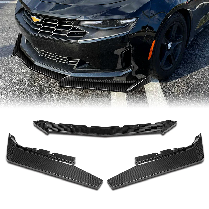 For 2016-2024 Chevy Camaro 1LE-Style Carbon Fiber Front Bumper Splitter Spoiler Lip 3PCS