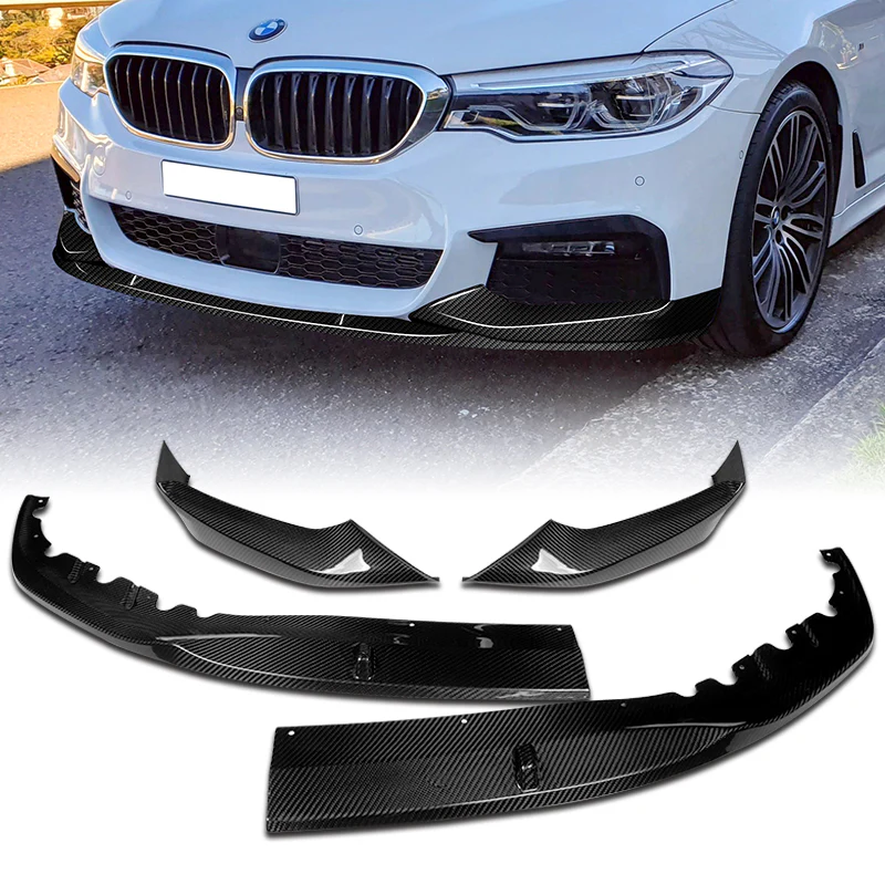 For 2017-2020 BMW 5-Series G30 M-Sport Carbon Fiber Front Bumper Splitter Spoiler Lip 3PCS