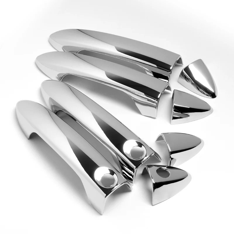 For 2017 - 2020 Honda Pilot / Ridgeline Mirror Chrome Exterior Door Pull Handle Lever Cover Cap Trim Kit W/Smart Keyhole - Image 2