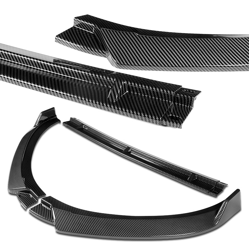 For 2017-2022 Hyundai IONIQ STP-Style Carbon Look 3-Piece Front Bumper Body Spoiler Splitter Lip Kit - Image 3