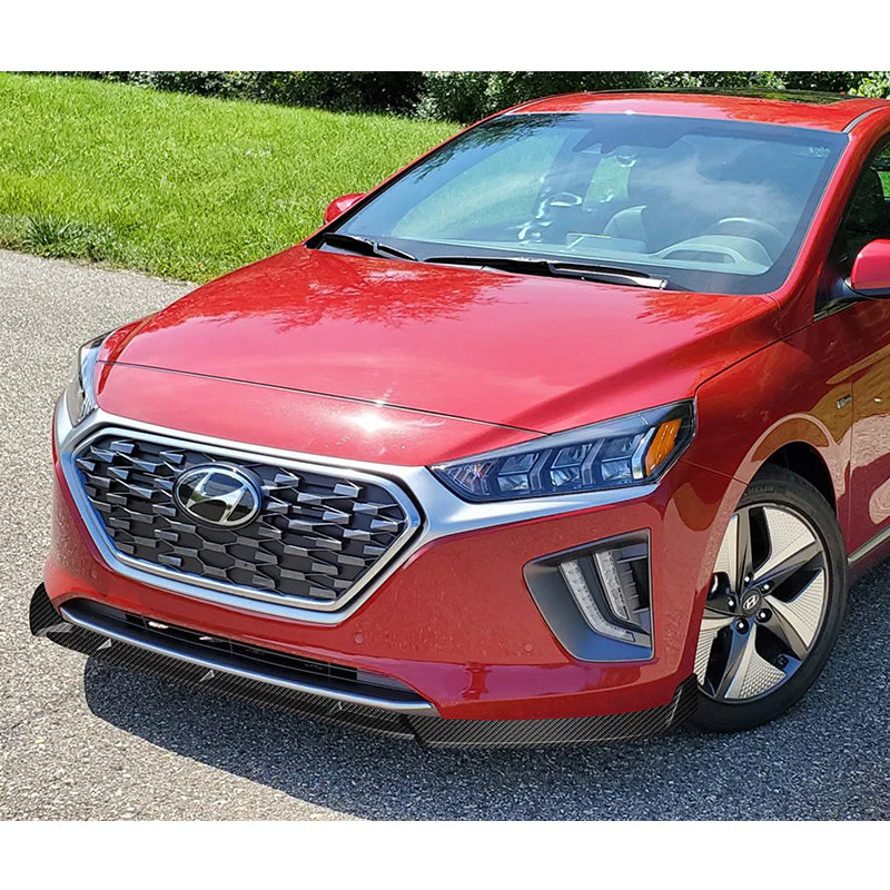 For 2017-2022 Hyundai IONIQ STP-Style Carbon Look 3-Piece Front Bumper Body Spoiler Splitter Lip Kit with Windshield Banner Combo - Image 9