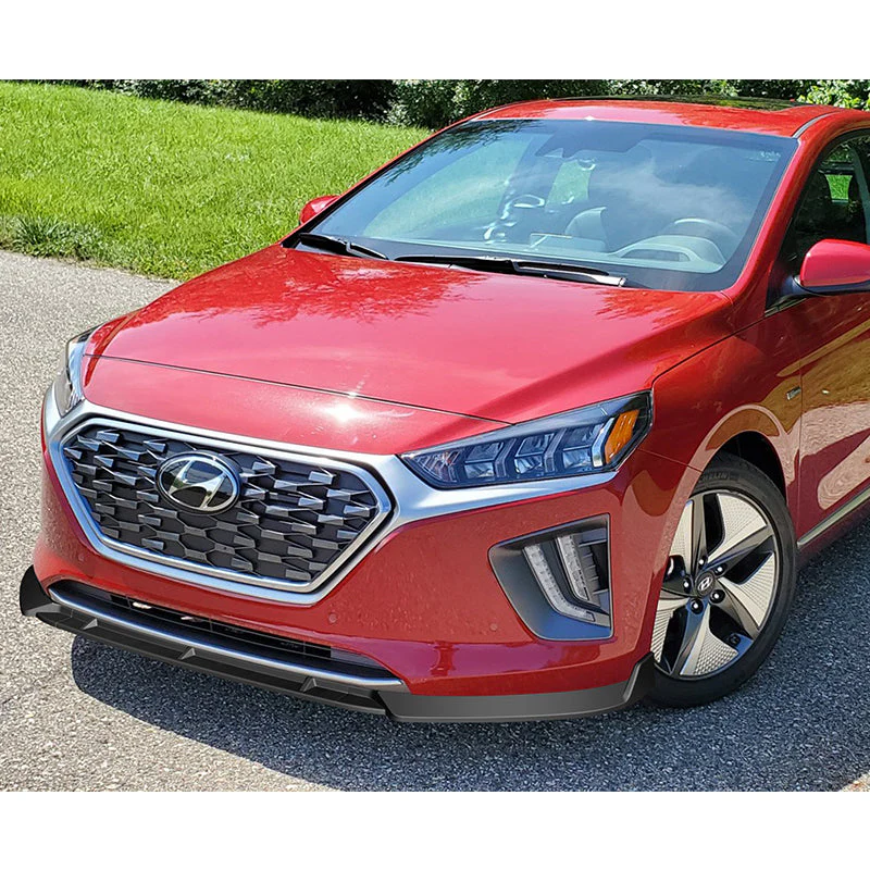 For 2017-2022 Hyundai IONIQ STP-Style Matte Black 3-Piece Front Bumper Body Spoiler Splitter Lip Kit with Windshield Banner Combo - Image 10