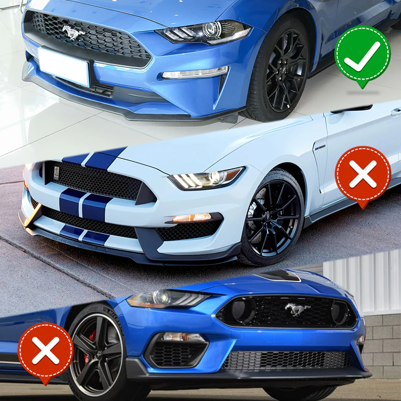 For 2018-2023 Ford Mustang Painted Black GT-Style Front Bumper Body Kit Spoiler Lip 3-PCS - Image 6
