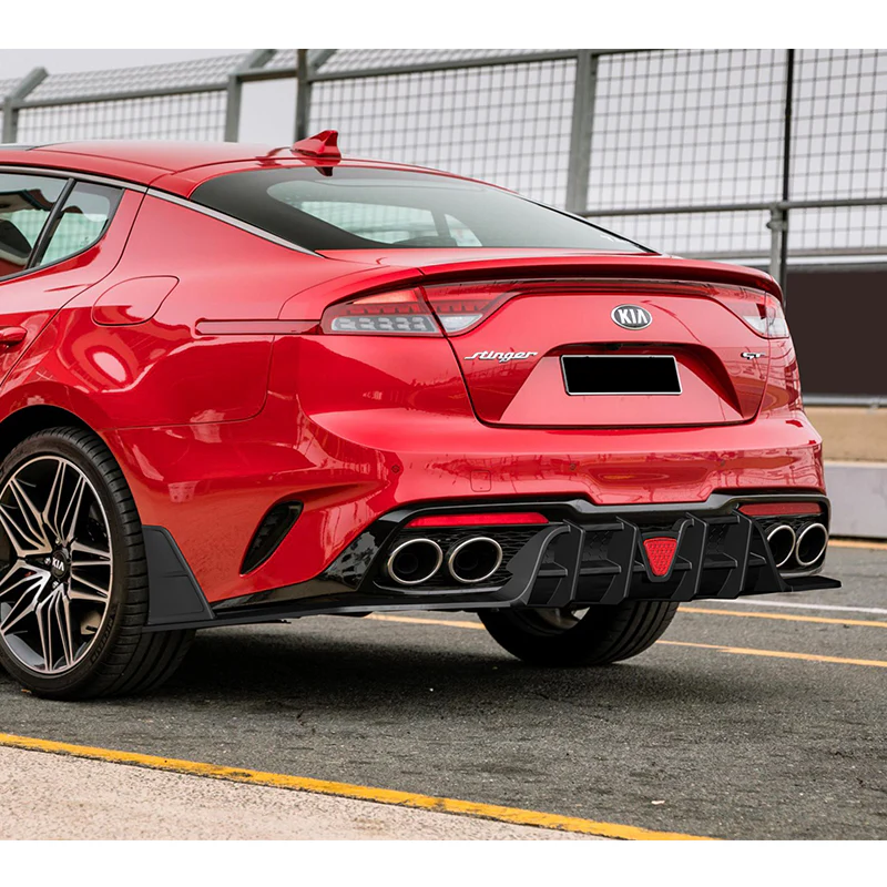 For 2018-2023 Kia Stinger Rear Bumper Diffuser Spoiler Lip W / LED Light - Image 7