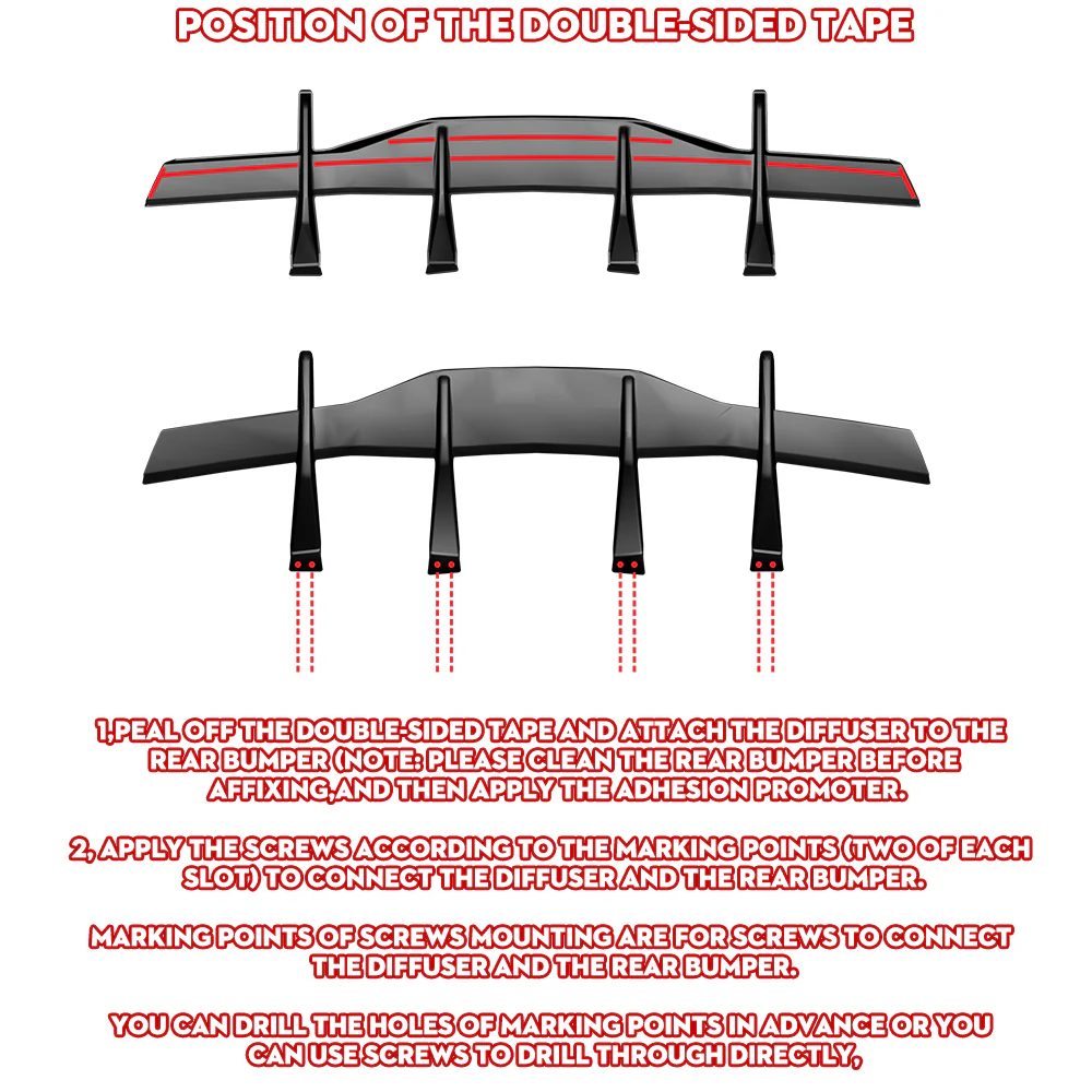 For 2020-2025 Chevrolet Corvette C8 Stingray  Rear Bumper Diffuser Fin Lip -Unpainted Matte Black - Image 3