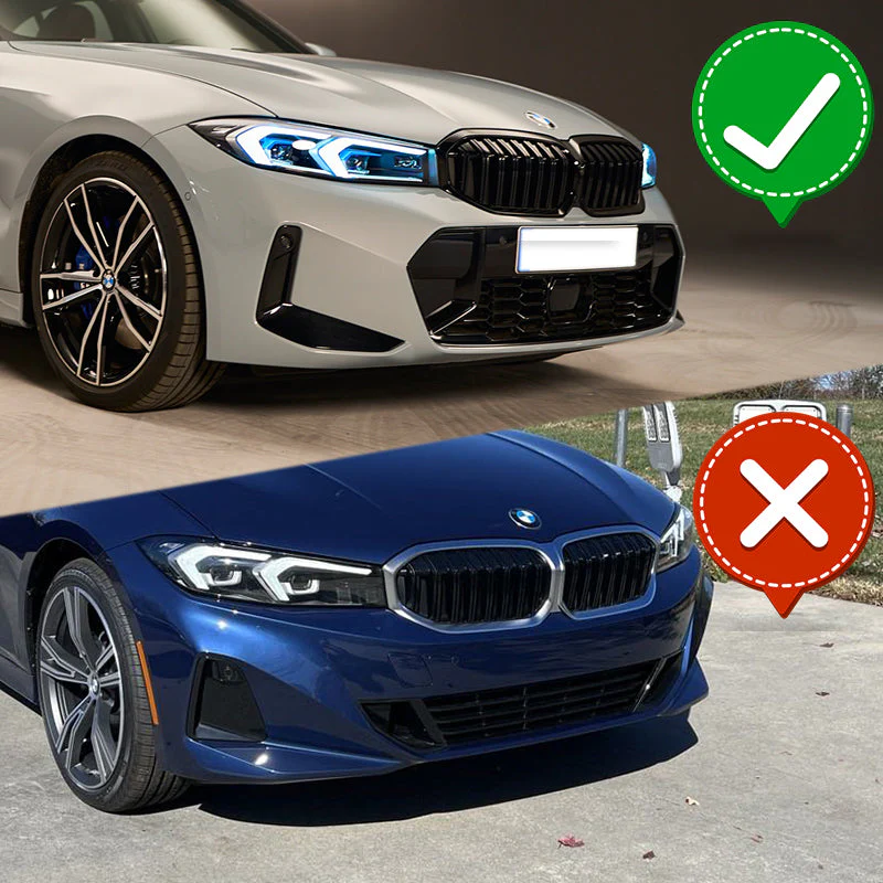 For 2023-2025 BMW 3-Series G20 M-Sport GT-Style Painted Black Front Bumper Body Splitter Spoiler Lip 3PCS - Image 6