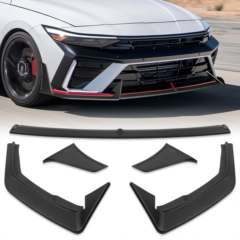 For 2024-2025 Hyundai Elantra N-Line Front Bumper Splitter Spoiler Lip 5PCS -Unpainted Matte Black