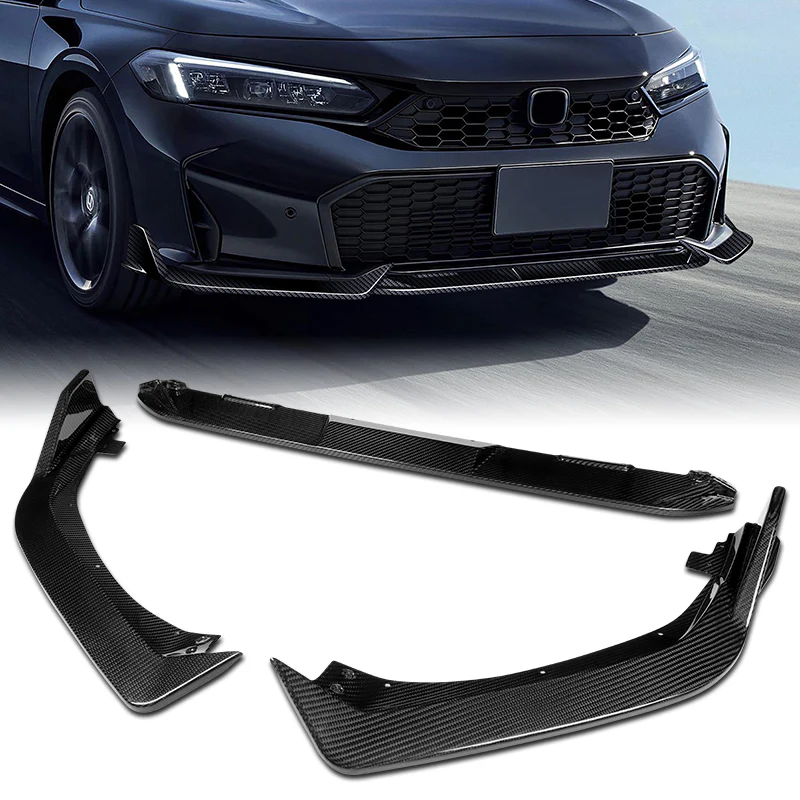 STP-Style For 2025-2026 Honda Civic Sedan Hatchback Front Bumper Lip Spoiler Splitter -Real Carbon Fiber