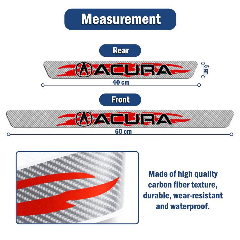 For Acura Carbon Fiber Car Door Scuff Sill Cover Panel Step Protector 4PCS Set - Image 2