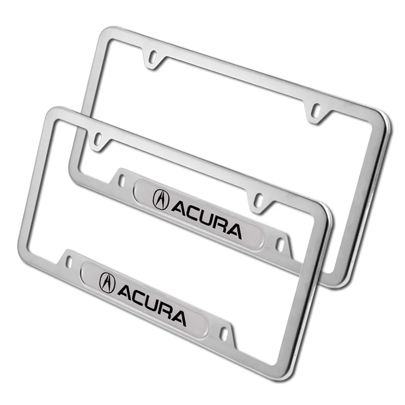 2PCS For ACURA Silver Metal Stainless Steel License Plate Frame MDX RDX TSX TL