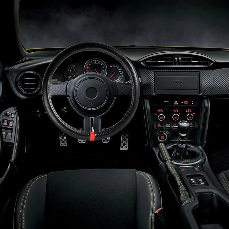 Carbon Fiber Look Leather 15" (38cm) Diameter Car Steering Wheel Cover For all Makes and Models X1
