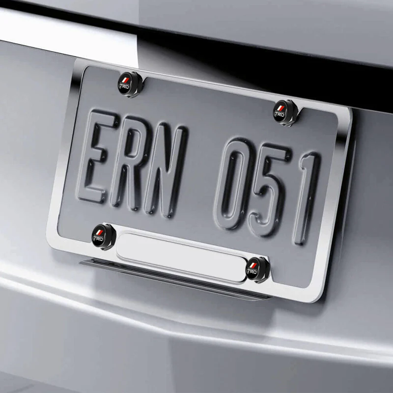 For Black TRD Racing Car License Plate Frame Screw Bolt Cap Cover Bolts Nuts X4 - Image 4