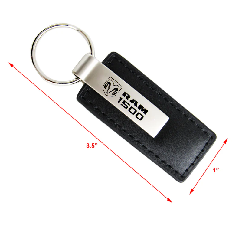 For DODGE RAM 1500 Key Ring Black Leather Rectangular Keychain - KC1540.R15 - Image 2