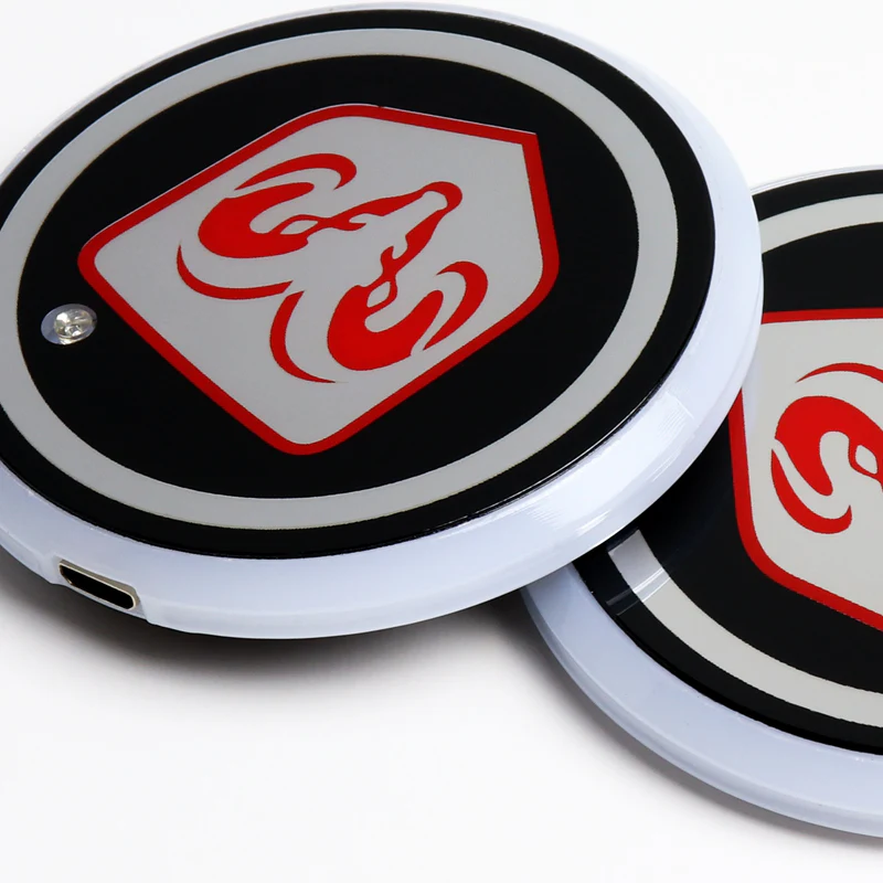 For DODGE Switchable 7 Color LED Cup Holder Car Button Mat Atmosphere Light 2PCS - Image 4