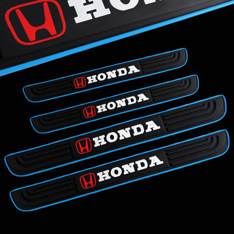 For Honda 4pcs Blue Border Rubber Car Door Scuff Sill Cover Panel Step Protector