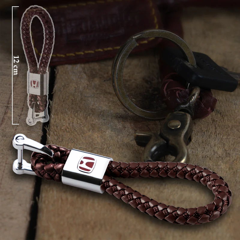 Honda Brown BV Style Calf Leather Keychain (Red H) - Image 4