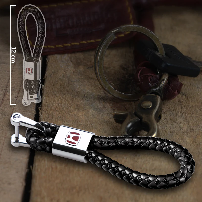 For HONDA Racing Car Center Console Armrest Cushion Mat Pad Cover with Black Leather Keychain Set - Image 4